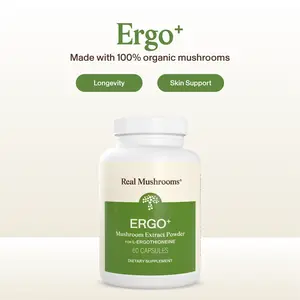 Real Mushrooms Ergo+ Capsules | L-Ergothioneine from Golden Oyster Mushrooms | Antioxidant for Healthy Aging & Cognitive Support | 100% Mushrooms